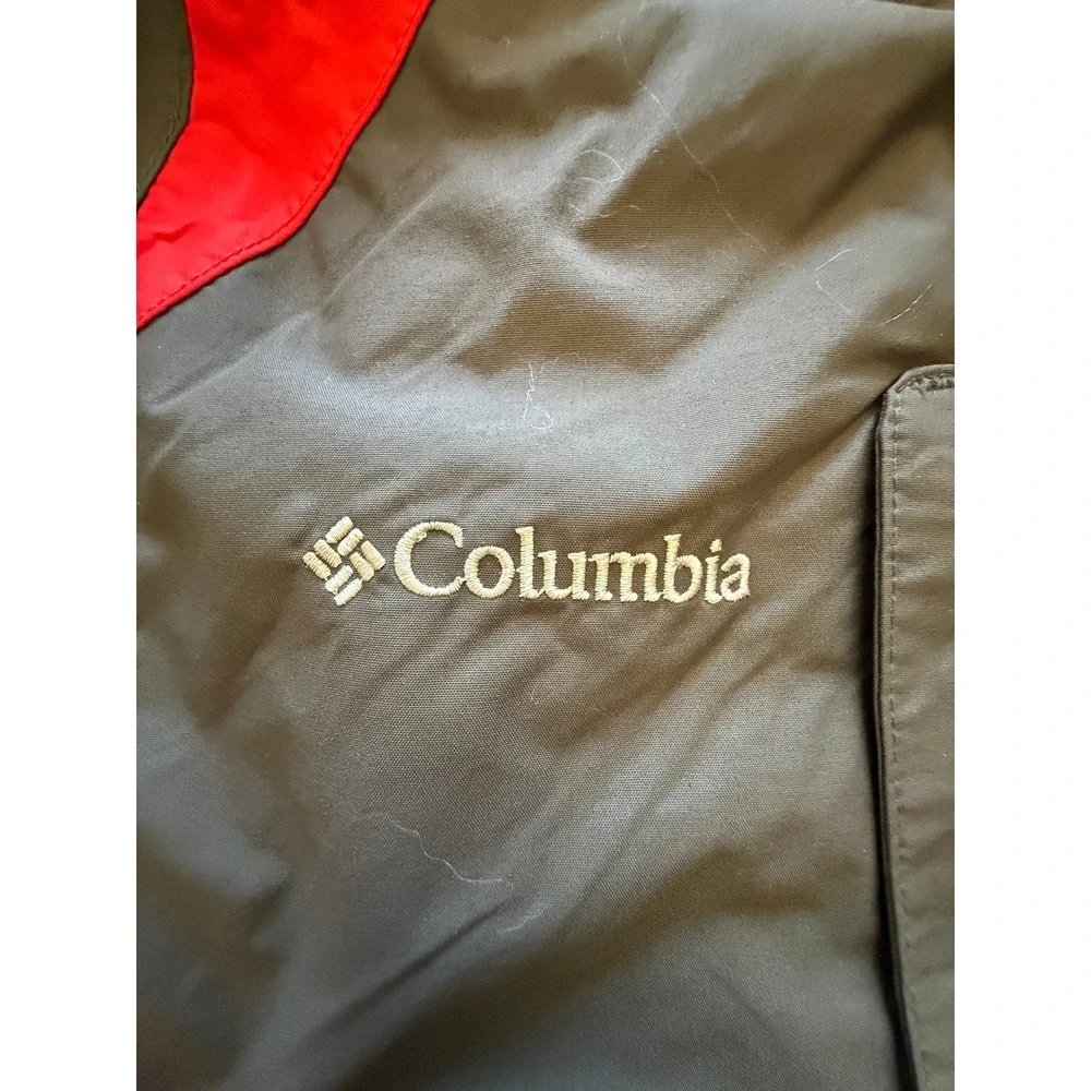 Columbia Interchange Jacket Mens L Grey Red Excellent Omni-Tech Waterproof Shell
